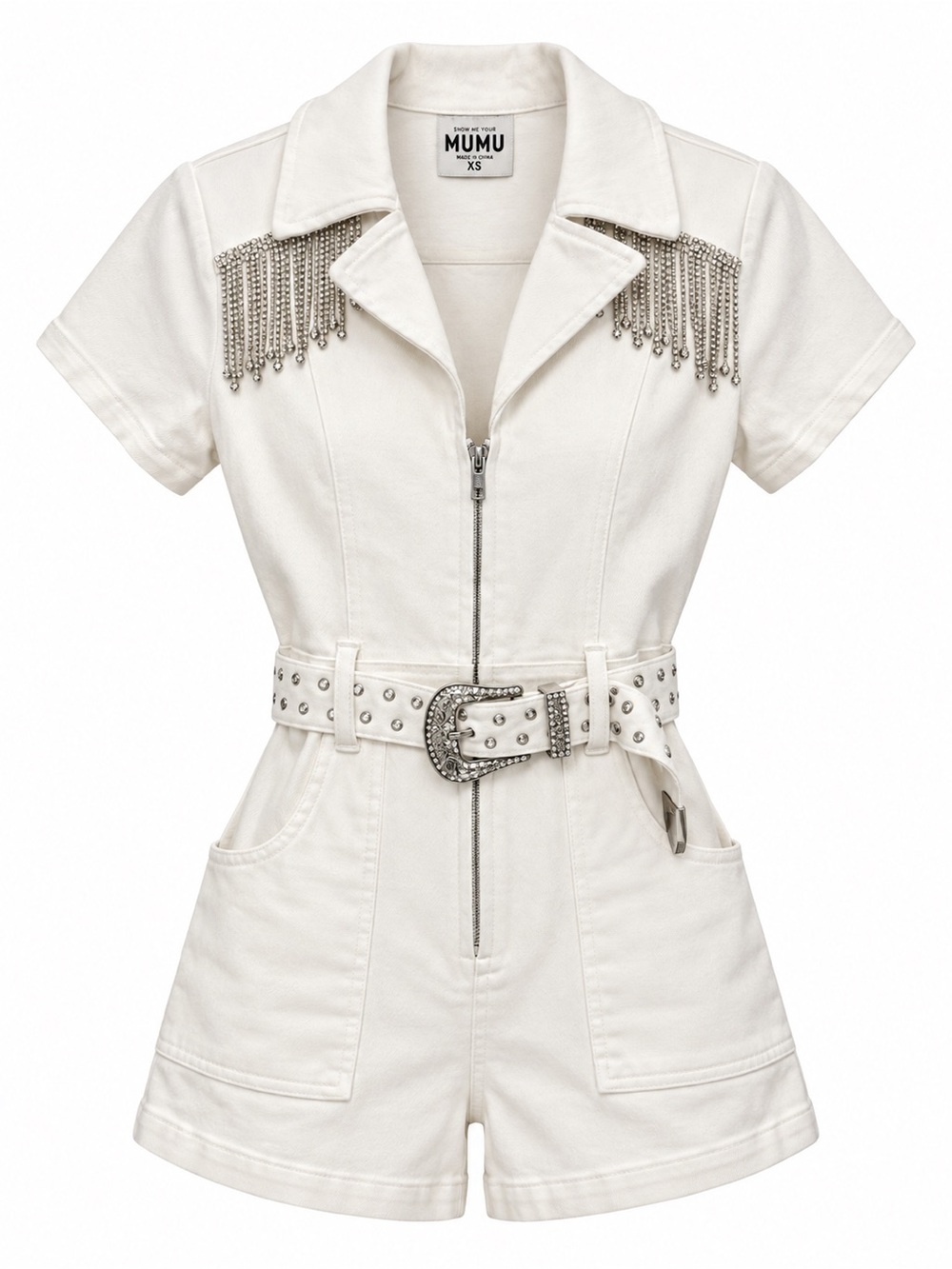 NWT Show Me Your Mumu Outlaw Rhinestone Romper XS 🤠✨